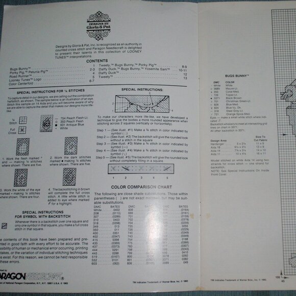 Vintage Bugs Bunny and Friends by Gloria and Pat Cross Stitch Charts Booklet - Picture 4 of 7